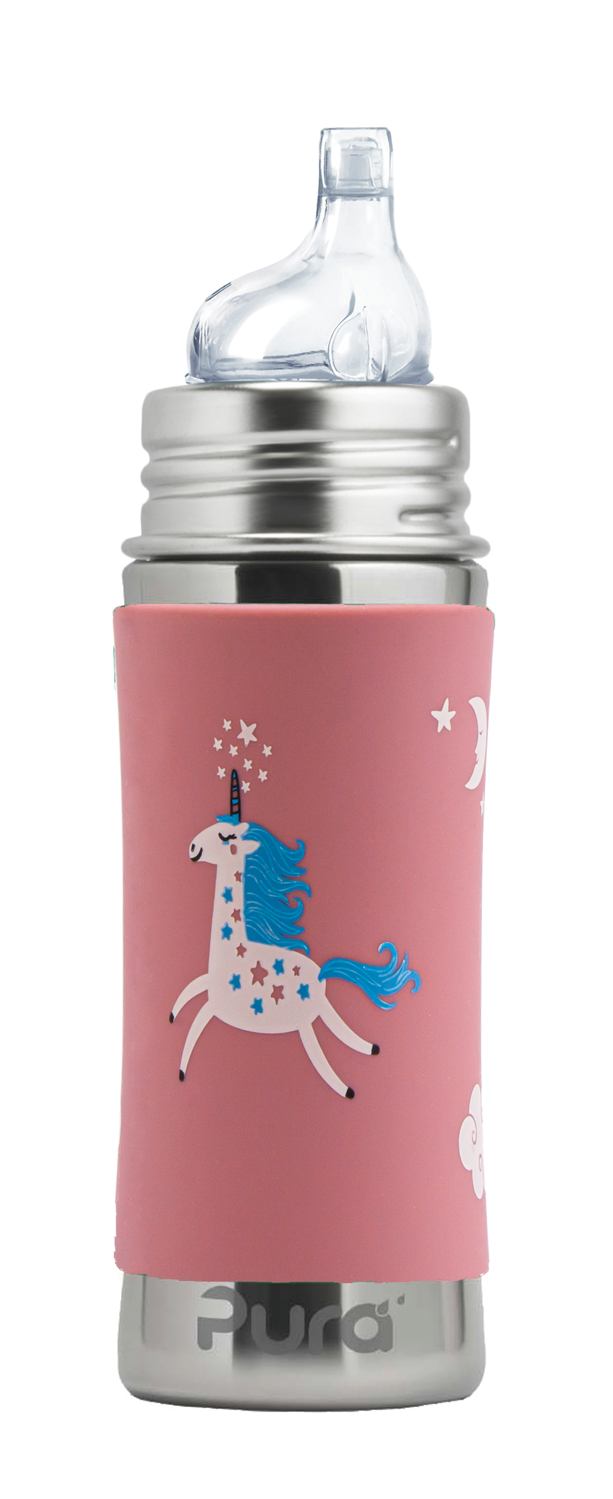 Pura Stainless Steel Sippy Bottle with Unicorn Design 