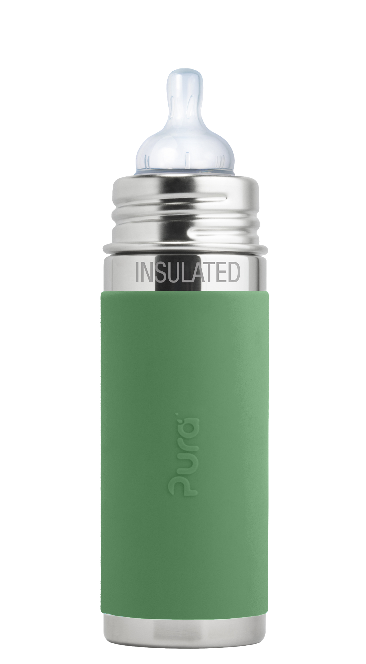 Pura Stainless Steel Moss Kiki® 9oz Insulated Infant Bottle