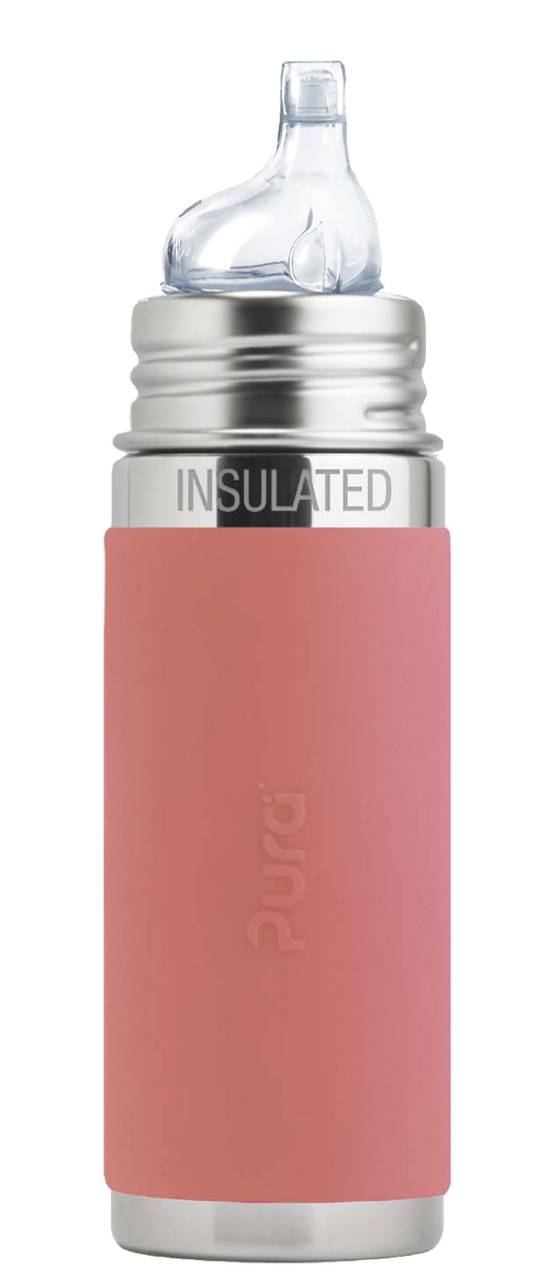 Pura Stainless Pink Kiki™ 9oz Insulated Sippy Bottle