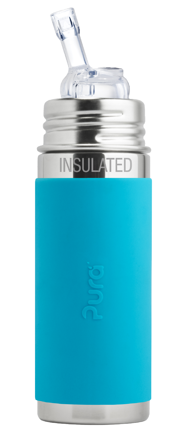 Pura Stainless Blue Aqua Kiki™ 9oz Insulated Straw Bottle