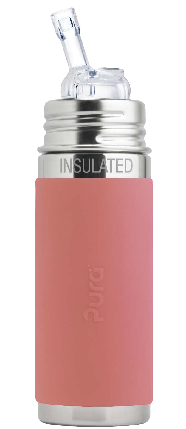 Pura Stainless Pink Kiki™ 9oz Insulated Straw Bottle