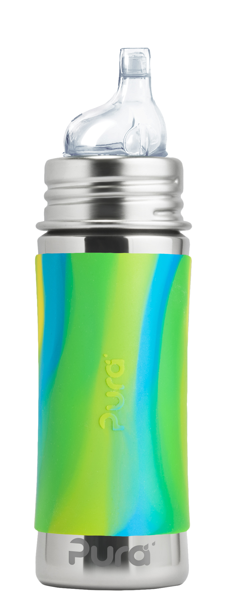 Pura Stainless Green Swirl Kiki™ 11oz Sippy Bottle