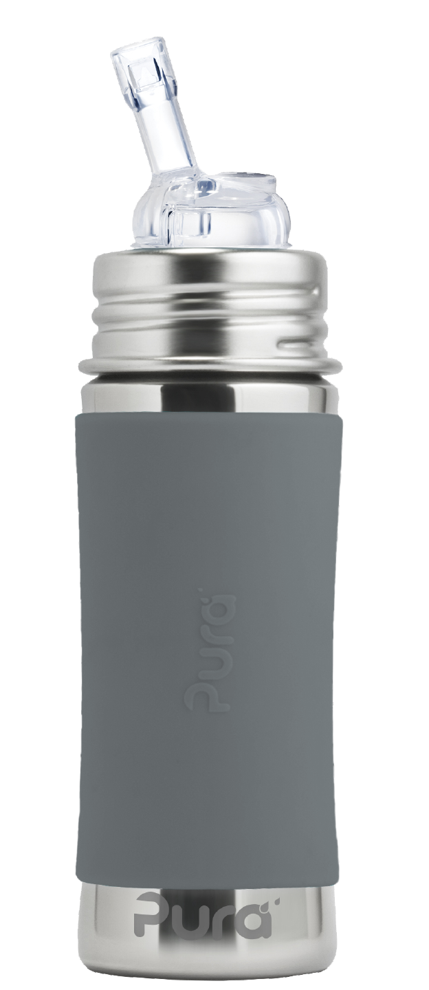 Pura Stainless Slate Gray Kiki™ 11oz Straw Bottle