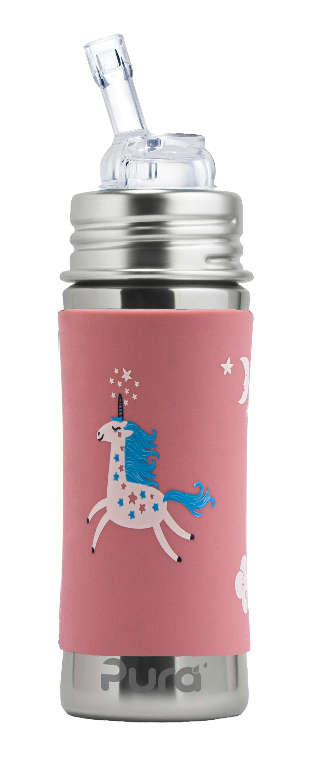 Pura Stainless Steel Straw Bottle with Unicorn Design Kiki™ 11oz Straw Bottle