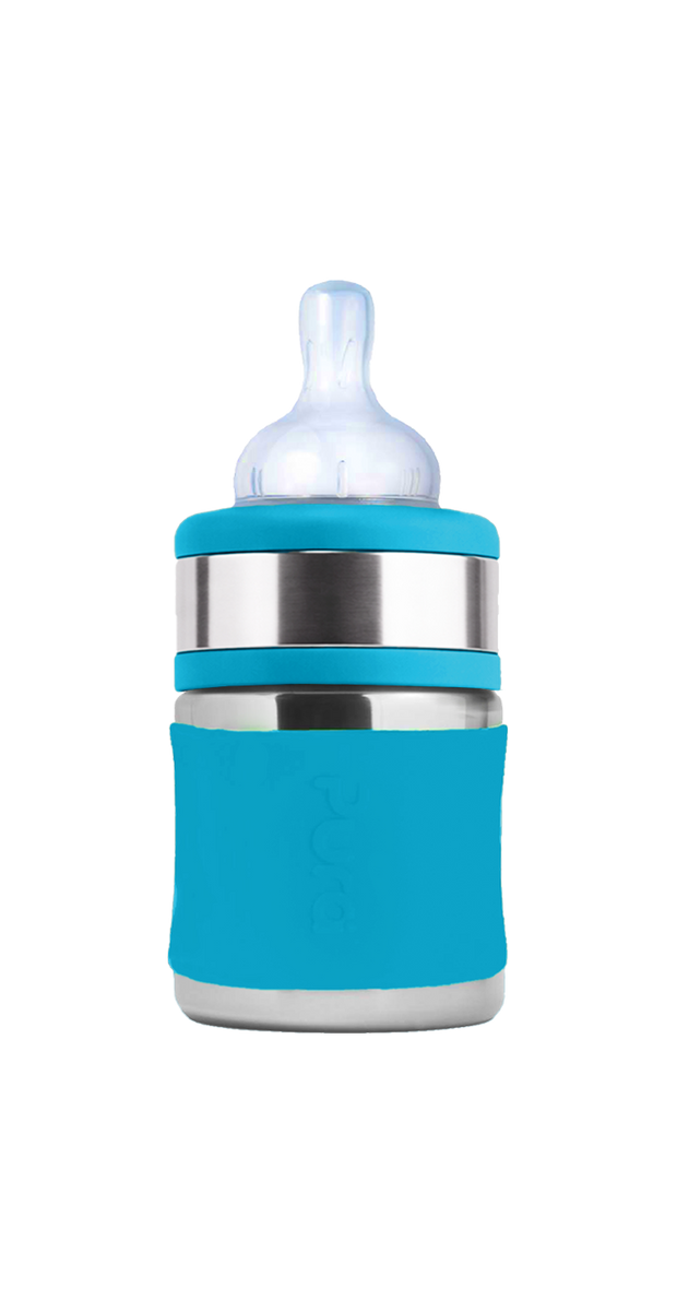 Pura Kiki Stainless Steel Baby Bottle Starter Set (2 x 5 oz + 2 x 9 oz, Strawberry + Mint) view 2