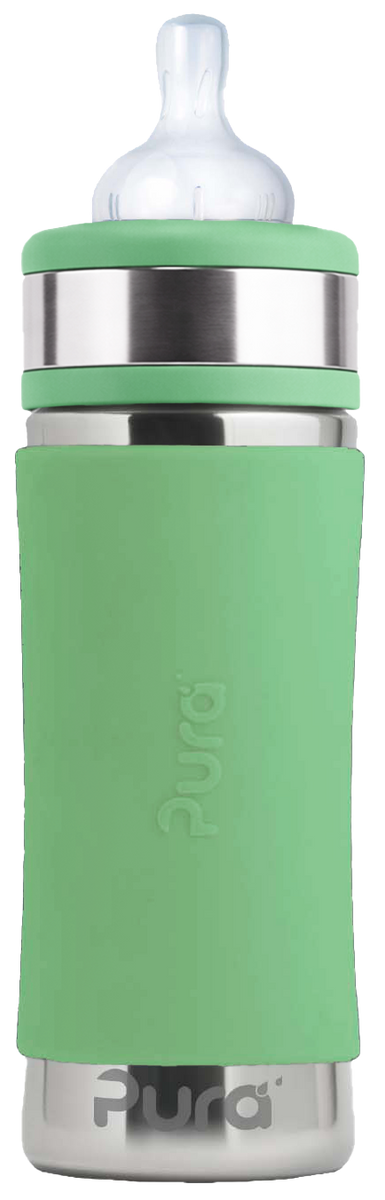 Pura Kiki Stainless Steel Baby Bottle Starter Set (2 x 5 oz + 2 x 9 oz, Strawberry + Mint) view 3