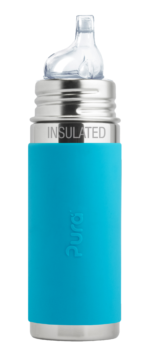 Pura Stainless Steel Aqua Blue Kiki™ 9oz Insulated Sippy Bottle