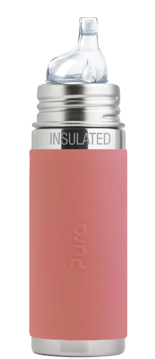 Pura Stainless Pink Kiki™ 9oz Insulated Sippy Bottle