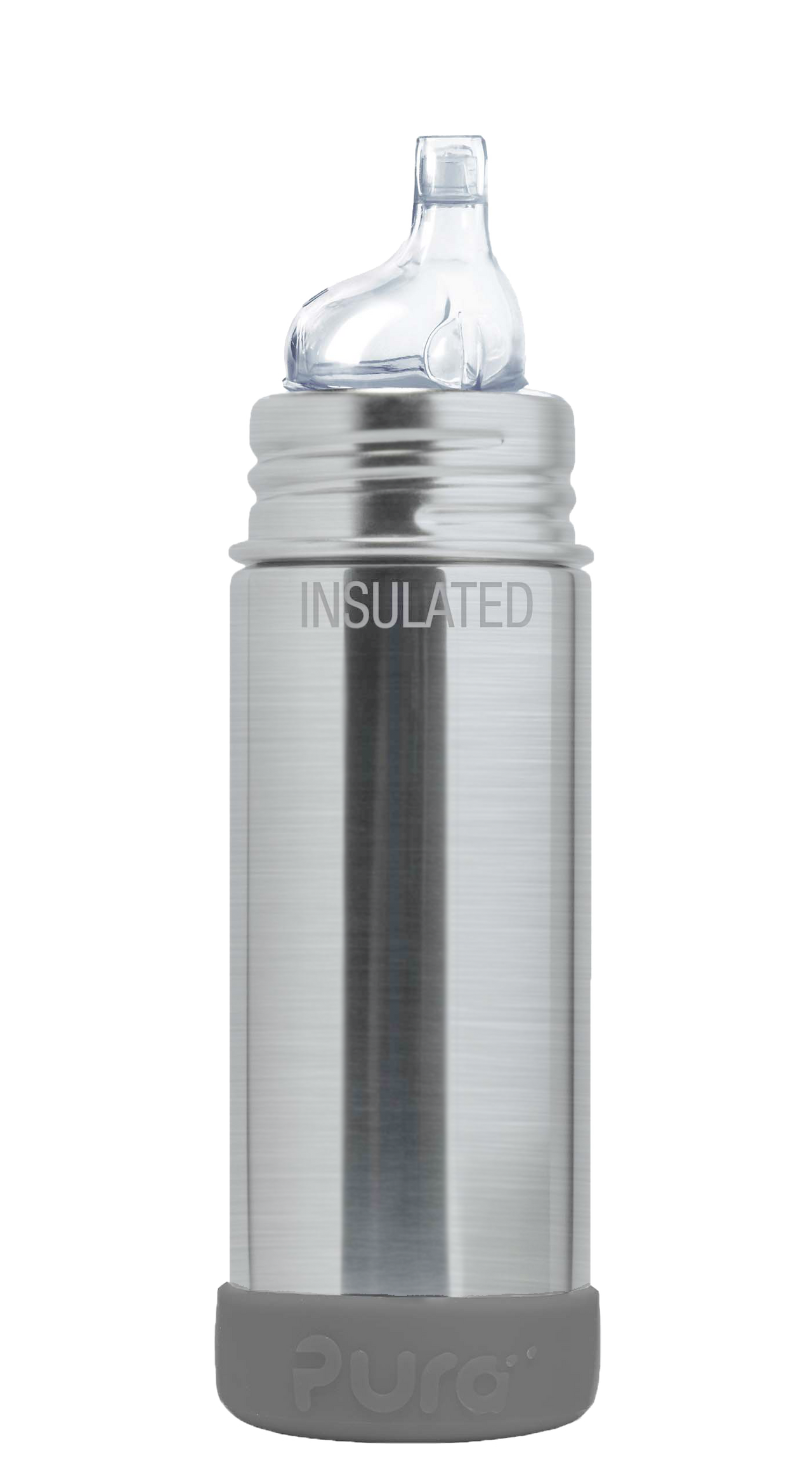 Pura Stainless Steel with Slate Gray Bumper Kiki™ 9oz Insulated Sippy Bottle