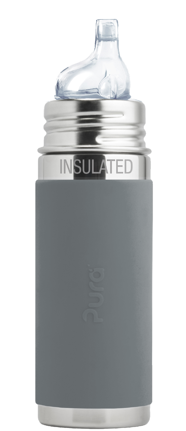 Pura Stainless Slate Gray Kiki™ 9oz Insulated Sippy Bottle