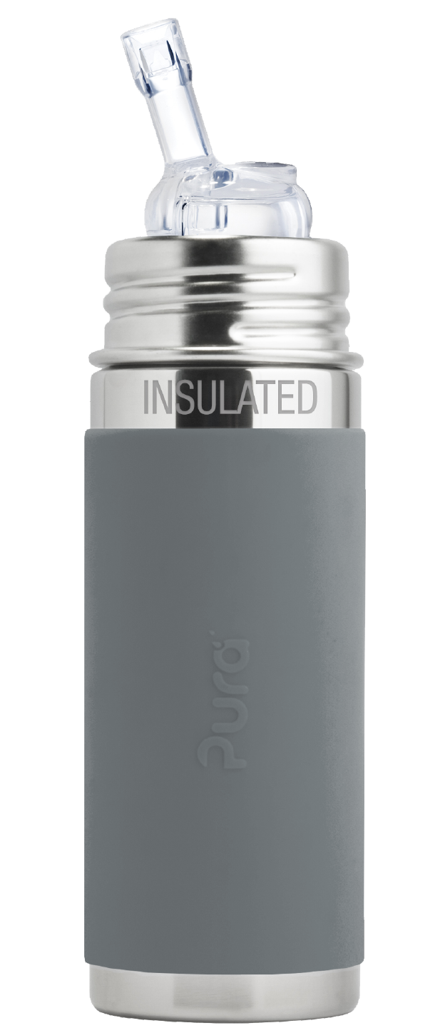 Pura Stainless Slate Gray Kiki™ 9oz Insulated Straw Bottle