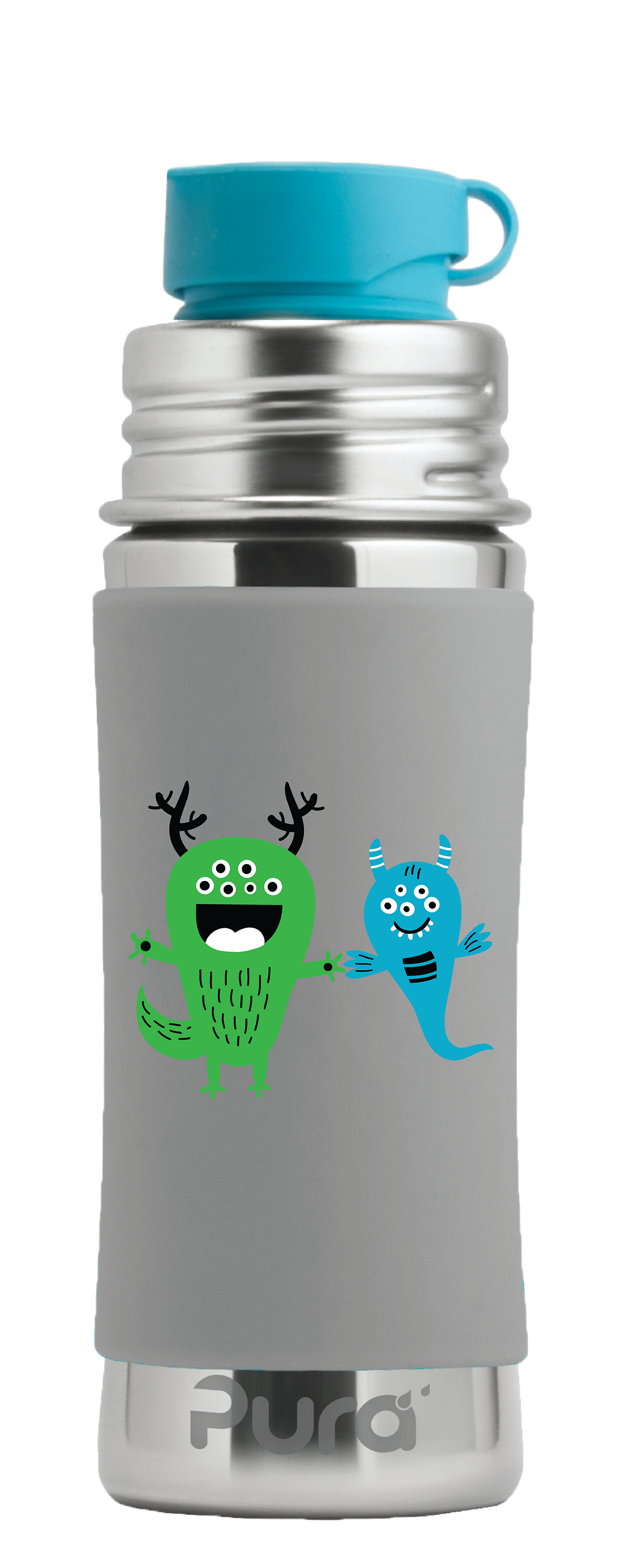 Pura Stainless Sport Mini™ 11oz Bottle with little monsters silicone sleeve