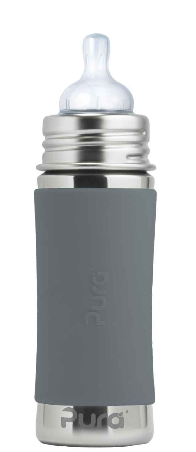 Pura Stainless Steel Slate Kiki™ 11oz Infant Bottle