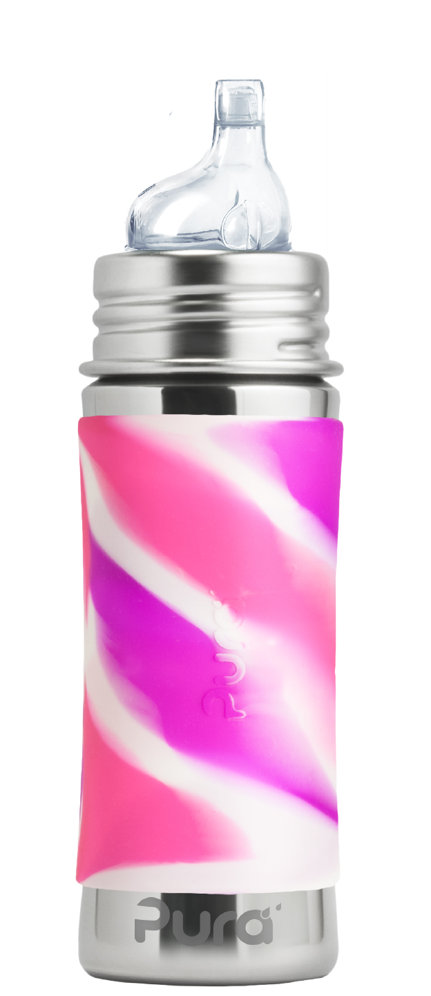 Pura Stainless pink swirl Kiki™ 11oz Sippy Bottle
