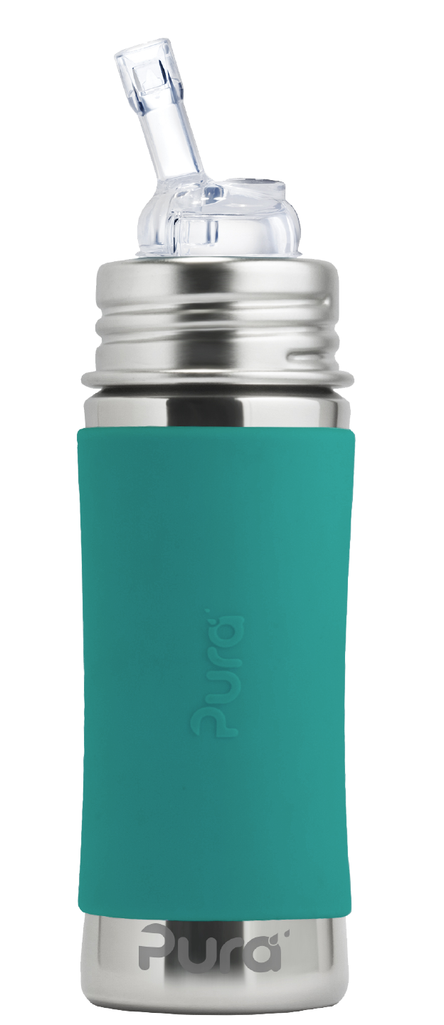 Pura Kiki 11oz Straw Bottle with Sleeve Mint